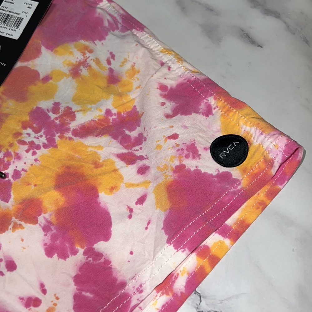 🔥RVCA MANIC ELASTIC - TIE-DYE ELASTIC WAIST SHORT FOR MEN NWT - Picture 8 of 10